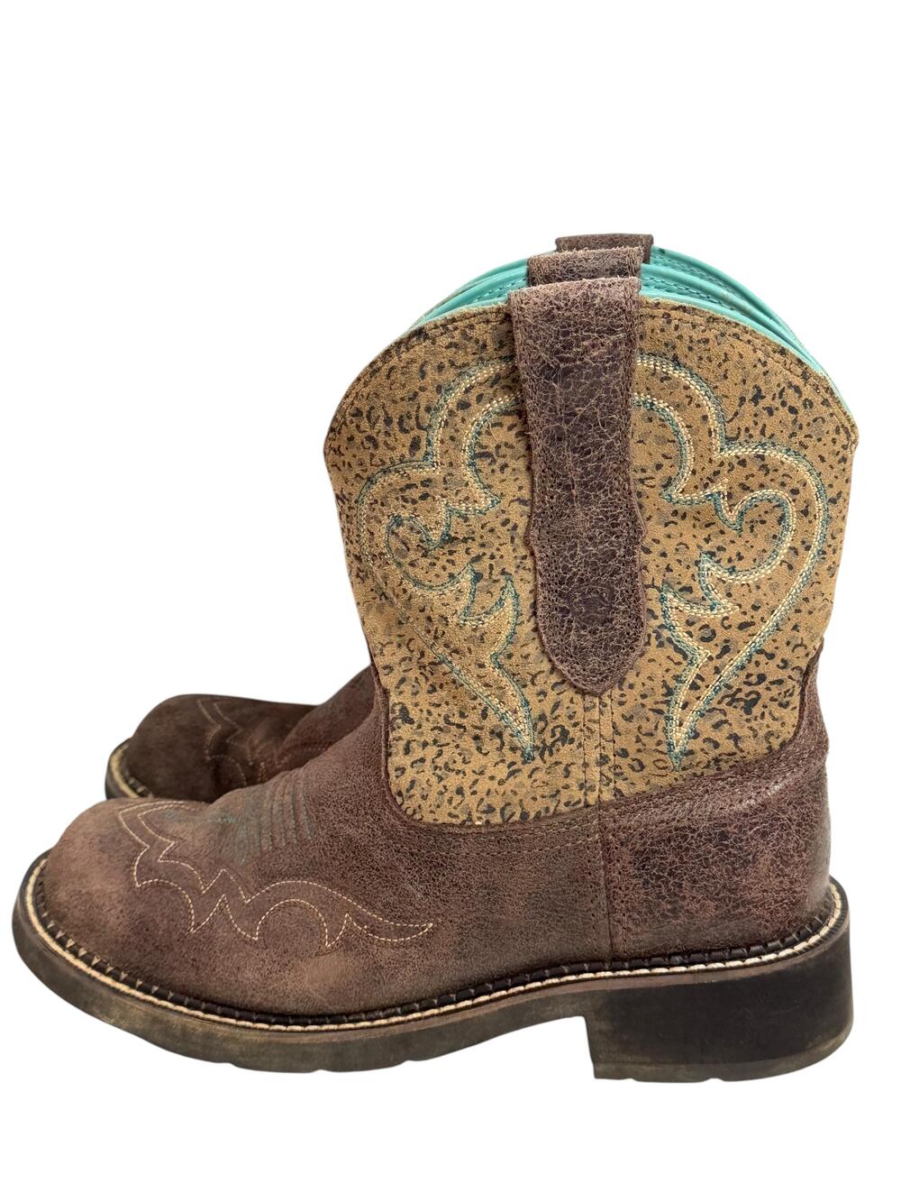 Ariat Boots Womens Size 9 Brown Leather Western Animal Print Round Toe 10015363